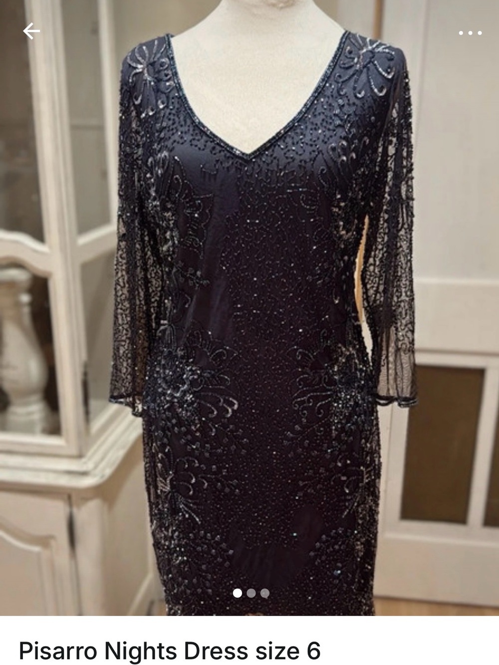 Elegant Women's Black Beaded V-Neck Dress